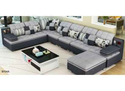 Furniture Living landscape Luxury Corner sofa U-shape Upholstery Sofas Relax Couch Textile Seat