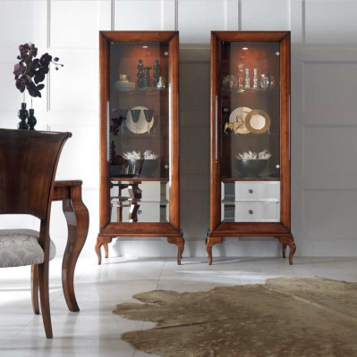 Display case Cabinets Showcases Wood Luxury Living room Furniture Wardrobe Brown Baroque new