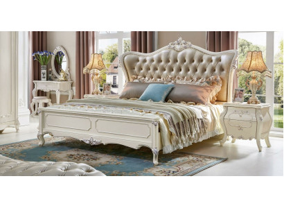 Royal Bed Chesterfield Palace Leather Beds Hotel Double bed Solid wood