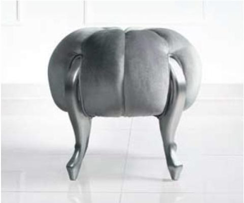 Luxury Stool Footstool Polyester Living room Seat Fabric Gray Luxury Stool Velvet