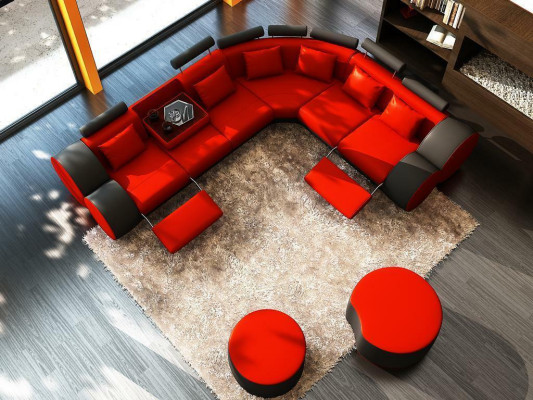 XXL Multifunction s Leather Couch Couch Big Sofa Upholstery Corner sofa Decor Modern