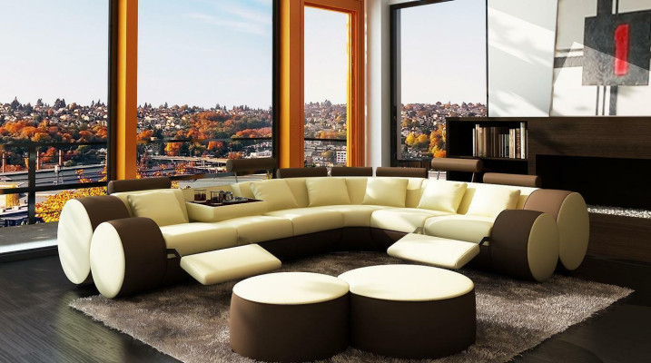 XXL Multifunction s Leather Couch Couch Big Sofa Upholstery Corner sofa Decor Modern