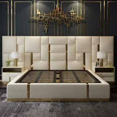 Bed Upholstery Design Luxury Wood Double Hotel Beds Marriage Sleep Room