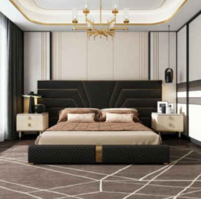 Designer Bed 180x200 Leather Textile Beds Double Sleep Room Luxury