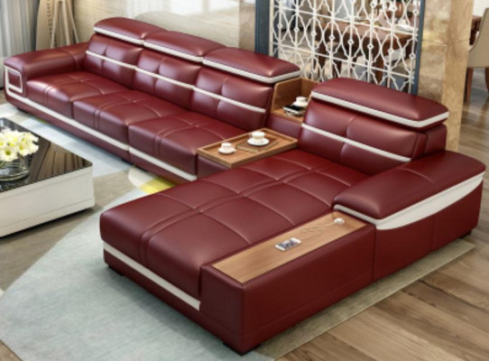 Luxury Corner sofa L-shape Imitation leather Corner upholstered sofa Seat Design Couch Sofas Red new