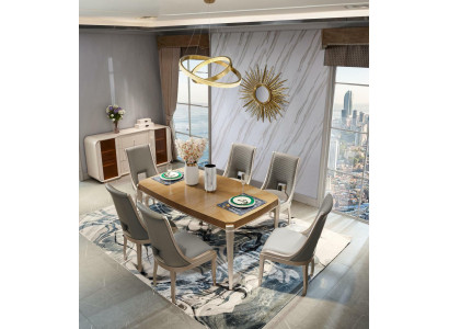 Dining room 6x Chair Set Chairs Upholstery Lehn Design Solid wood Group new