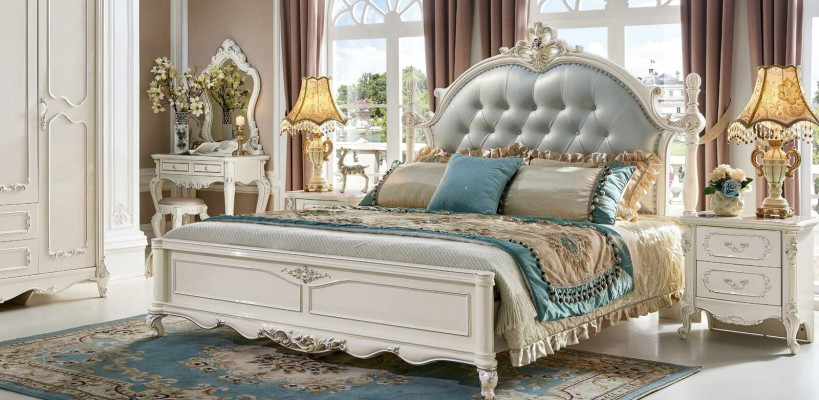 Chesterfield Bedroom Set 6 pieces. Royal Baroque Furniture Bed Solid wood