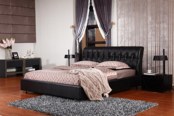 Designer Bedroom Double bed Bed Beds Leather Hotel Luxury Upholstery