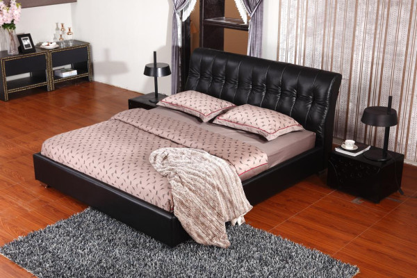 Designer Bedroom Double bed Bed Beds Leather Hotel Luxury Upholstery