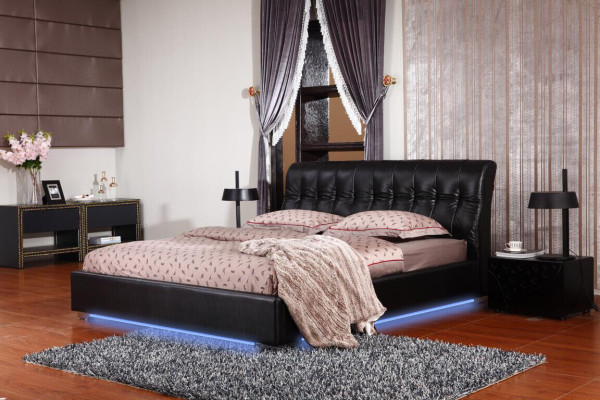 Designer Bedroom Double bed Bed Beds Leather Hotel Luxury Upholstery