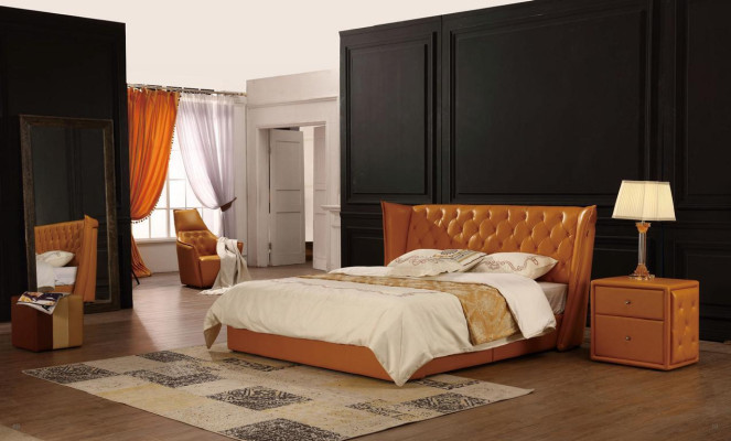 Designer Double bed Bed Beds Leather Chesterfield Luxury Hotel Bedroom