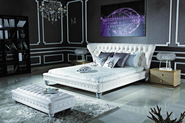 Designer Double bed Bed Beds Leather Chesterfield Hotel Luxury Bedroom
