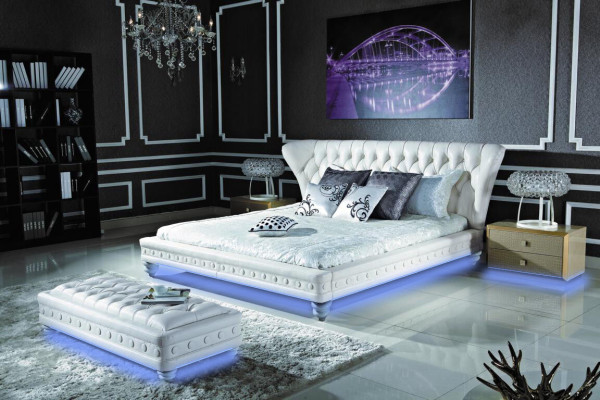 Designer Double bed Bed Beds Leather Chesterfield Hotel Luxury Bedroom