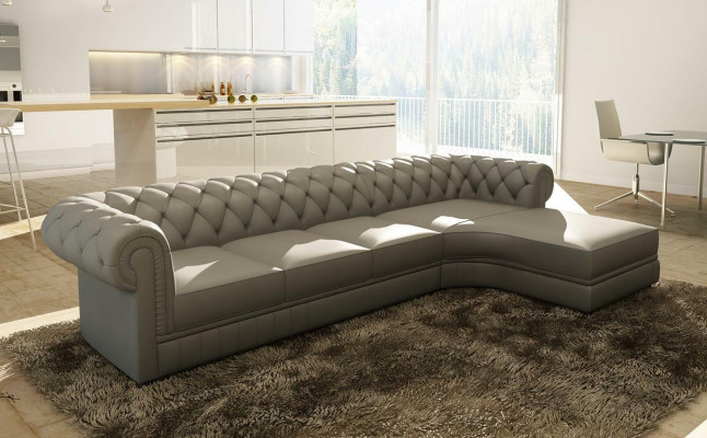 Classic Chesterfield Upholstery Seat Corner Leather Suite Living landscape