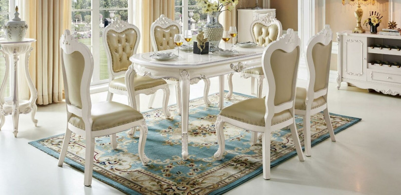Baroque Antique Style Table Real Wood Tables Classic Dining table Designer Rococo