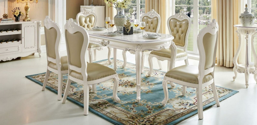 Baroque Antique Style Table Real Wood Tables Classic Dining table Designer Rococo