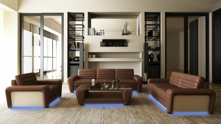 Leather sofa Couch Living landscape 3+2 Seater Design Modern Sofa Living room