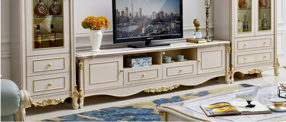Sideboard TV Lowboard TV-cabinet Table Living room Wood Wardrobe Classic Baroque