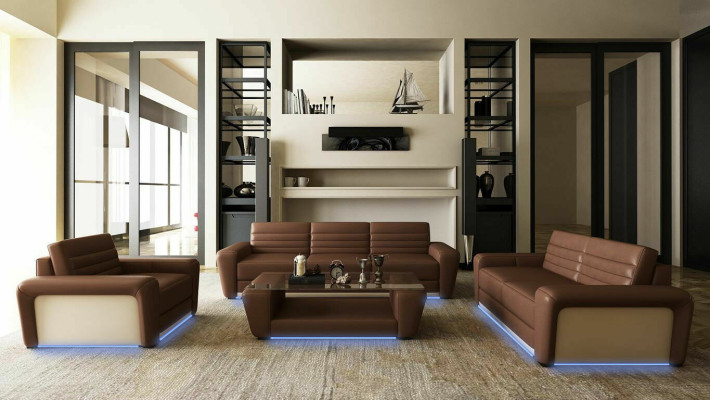 Leather Sofa Sofa Couch Upholstery Seat Couches 3+2+1 Complete Set Modern