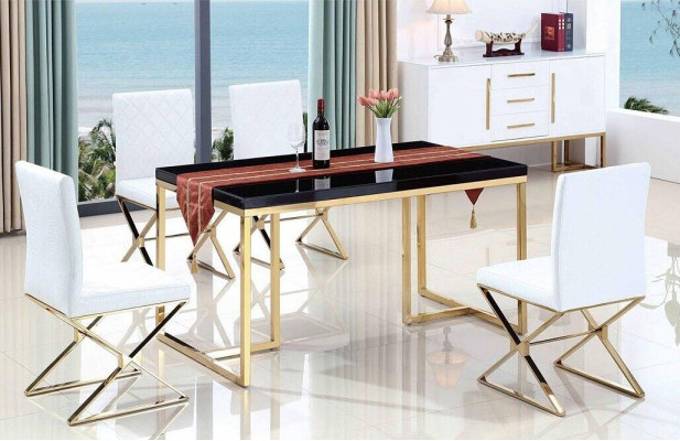 Dining table 4x Chairs Dining room Set Complete Set Dining Group Table 5pcs