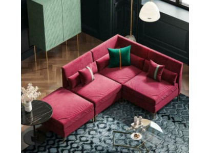 Living landscape Corner sofa L-shape Relax Velvet Solid wood Seat Design Couch Lounge new