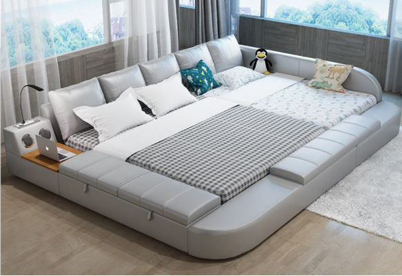 Multifunction Sofa Bed xxl Big Beds Boxes USB Hotel Leather Upholstery