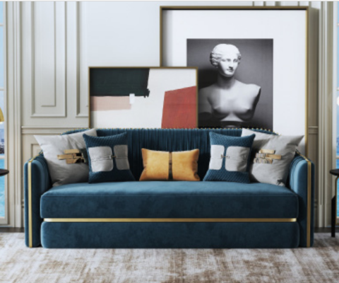 Design Textile stainless steel Big 3 Seater Couch Leather Fabric Sofas Couches Furniture