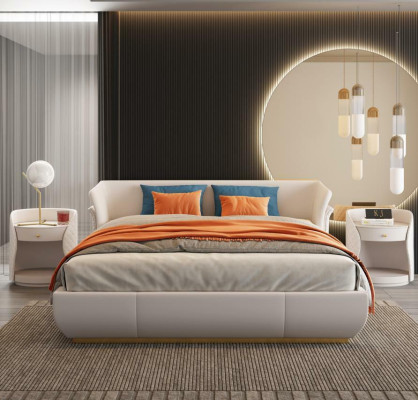 Designer Bed Double Beds Modern Hotel Leather Double bed 180x200cm