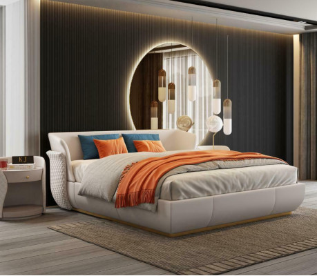 Designer Bed Double Beds Modern Hotel Leather Double bed 180x200cm