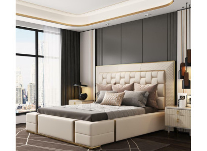 Double bed Leather Bed Beds Bed Leather Upholstery Bedroom 180x200cm