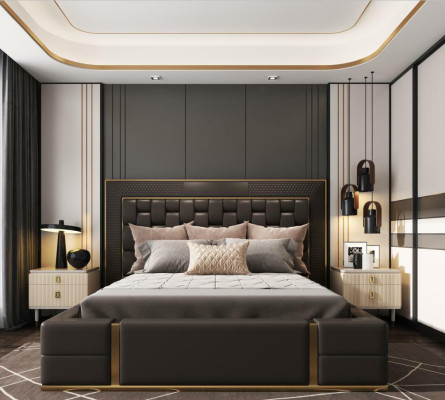 Double bed Leather Bed Beds Bed Leather Upholstery Bedroom 180x200cm