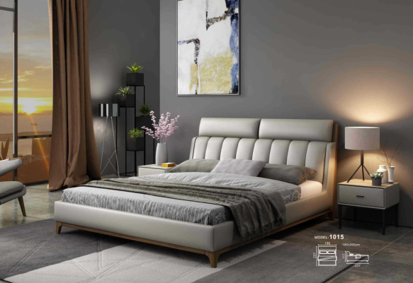Modern Design Bed 180x200 Leather Wood Beds Double Sleep Room