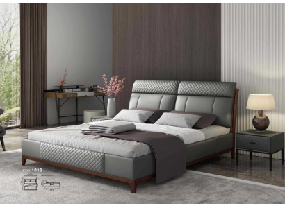 Bed Upholstery Design Luxury 180x200cm Double Hotel Beds Marriage Sleep Room Leather