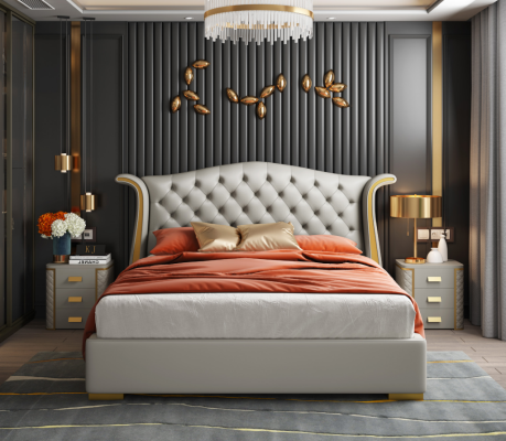 Luxury Bedroom Double bed Bed 150/180x200cm Hotel Beds Leather