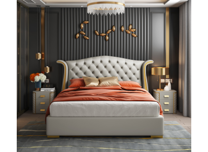 Luxury Bedroom Double bed Bed 150/180x200cm Hotel Beds Leather