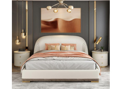 Designer Double bed Bed Hotel Luxury Leather Bedroom 150/180x200cm