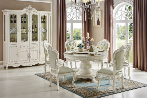 Design Round Armchair Chairs Upholstery Table 4x Dining room Seat Solid wood