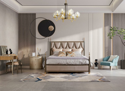 Bed Double Solid wood Hotel Beds Sleep Room Design Upholstery 180x200cm