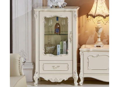 Classic Living room Furniture White Wood Showcase Gold Display case Wardrobe