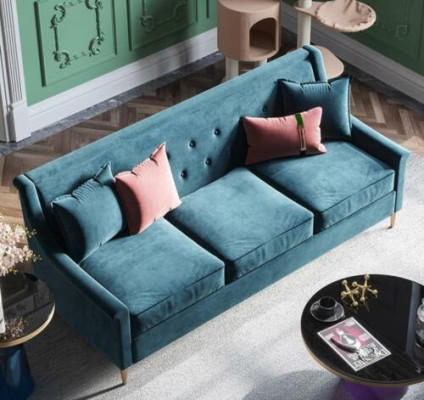 Fabric Three Seater Relax Seat Design Couch Lounge Sofas Velvet Sofa 3 Seater Furniture