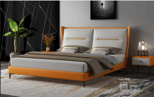 Modern Design Bed 180x200 Leather Hotel Beds Double Sleep Room