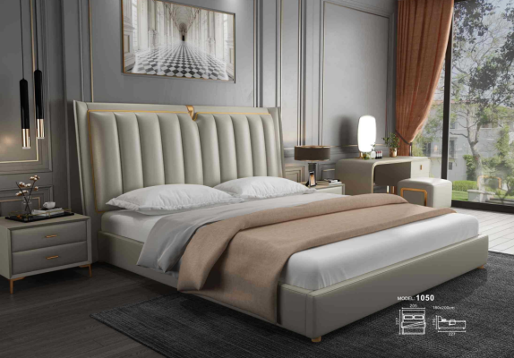 Luxury Bed Upholstered bed Leather Bedroom Beds 180x200cm Double bed