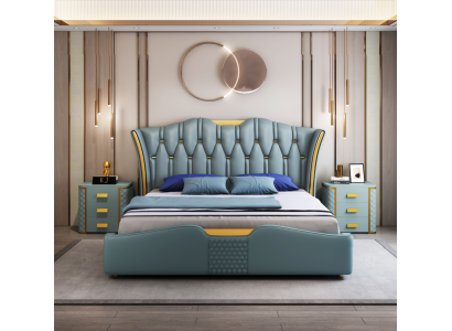 Green Bedroom Bed Upholstery Design Double Hotel Beds 180x200cm