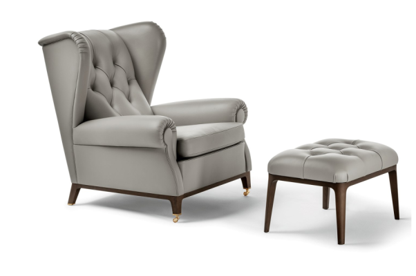 Modern Set Suite Upholstery Relax TV 2pcs. Armchair Stool Side