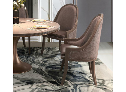 Dining Room 1x Chair Set Seat Chairs Upholstery Lehn Designer Real Wood Armchair