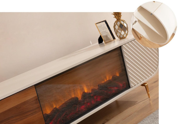 Fireplace Sideboard Fire Imitation Wardrobe Shelf Sideboard Lowboard TV-cabinet tv Wood new