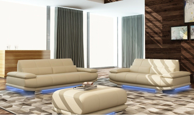 Leather Sofa Couch Upholstery Complete Suite 3+2+1 Sofas Couches Seat