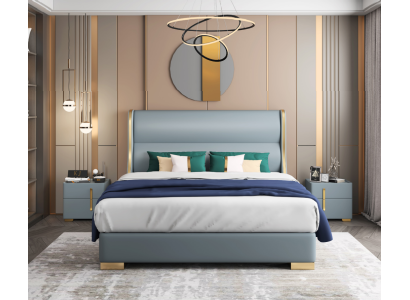 Luxury Bedroom Designer Double bed Bed 150/180x200cm Leather Metal