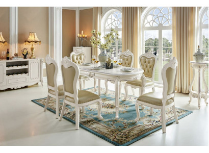 Classic r Solid wood Dining room Table 6x Chair Set Dining table Chairs 7pcs