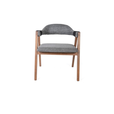 Modern Armchair Chair 1x Dining room Real Wood Lounge Seat Upholstered Chair Textile
